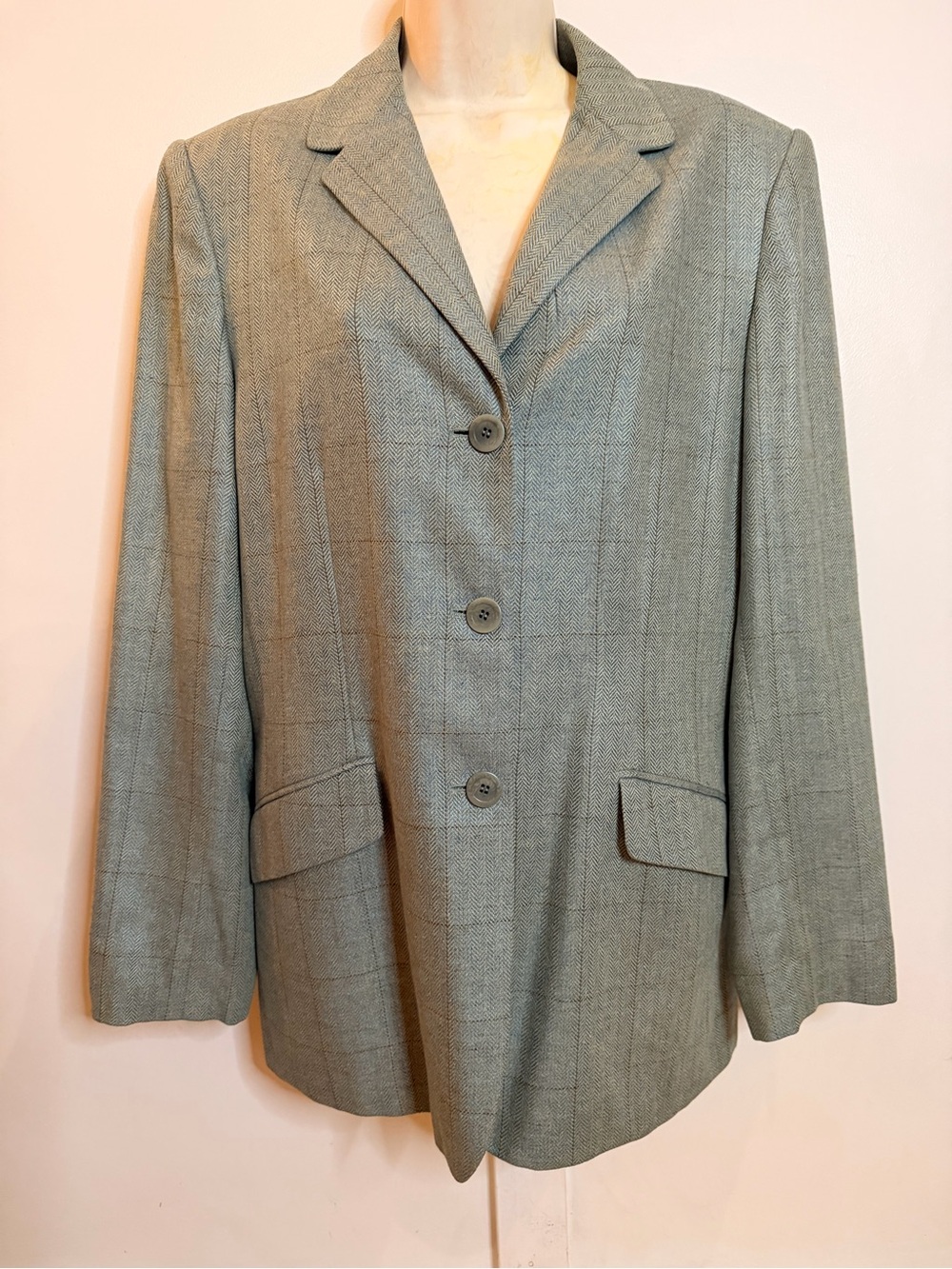 Brooks Brothers Light Gray Plaid Wool Blazer - Vintage!